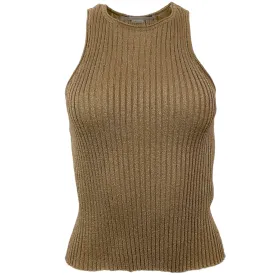 Stella McCartney Gold Metallic Ribbed Racerback Tank