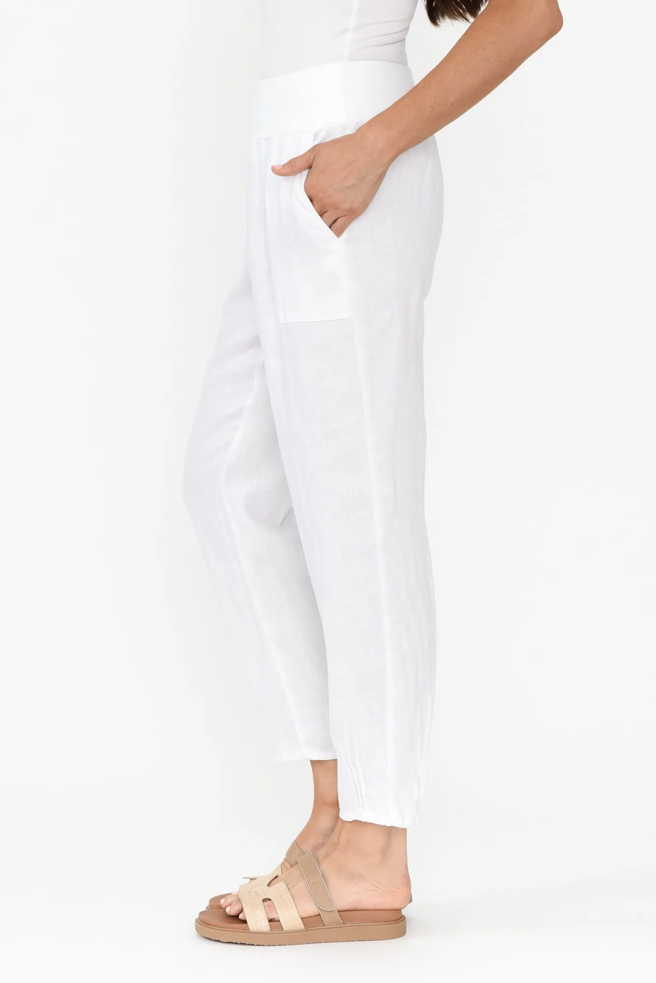 Tatum White Linen Pants