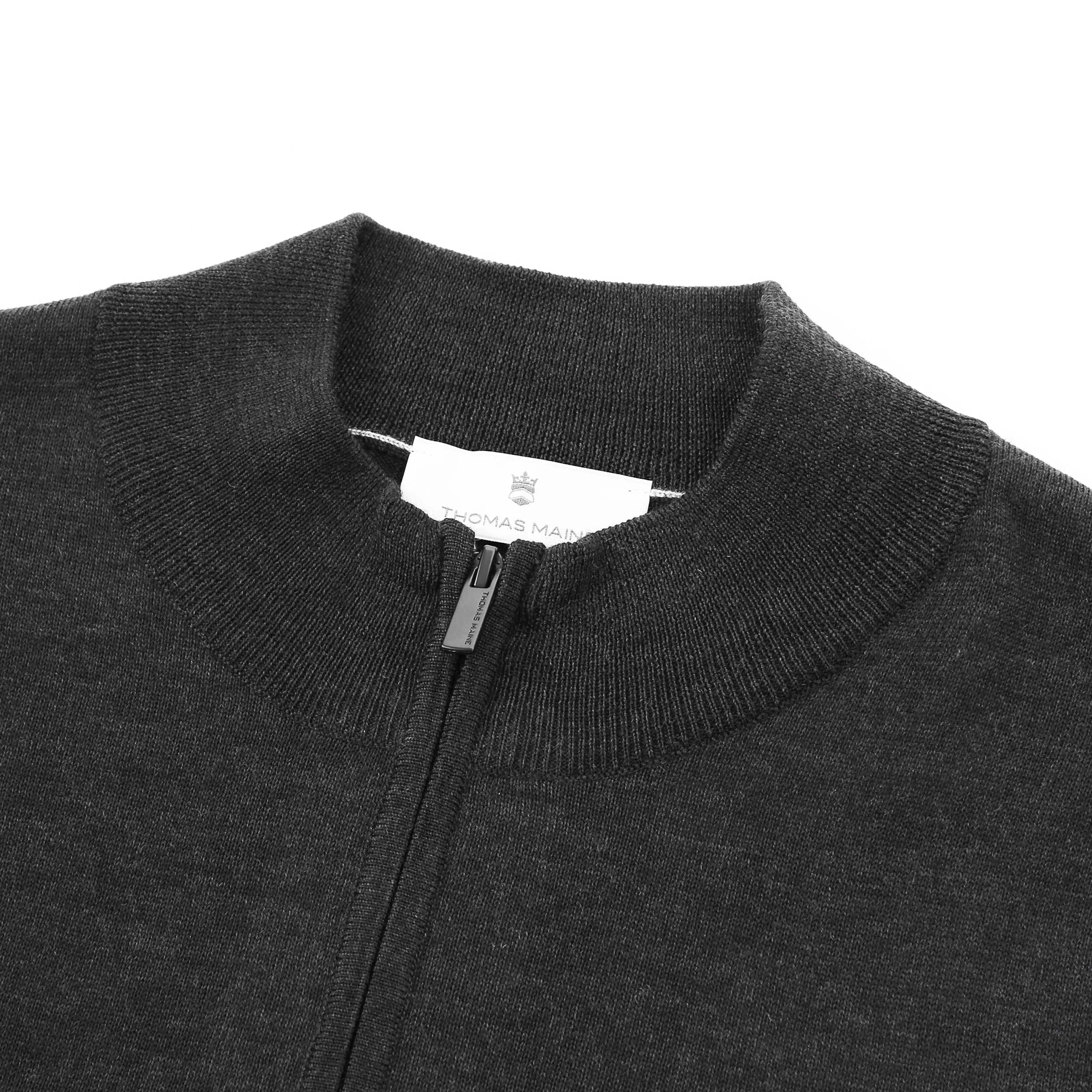 Thomas Maine 1/4 Zip Knitwear in Charcoal