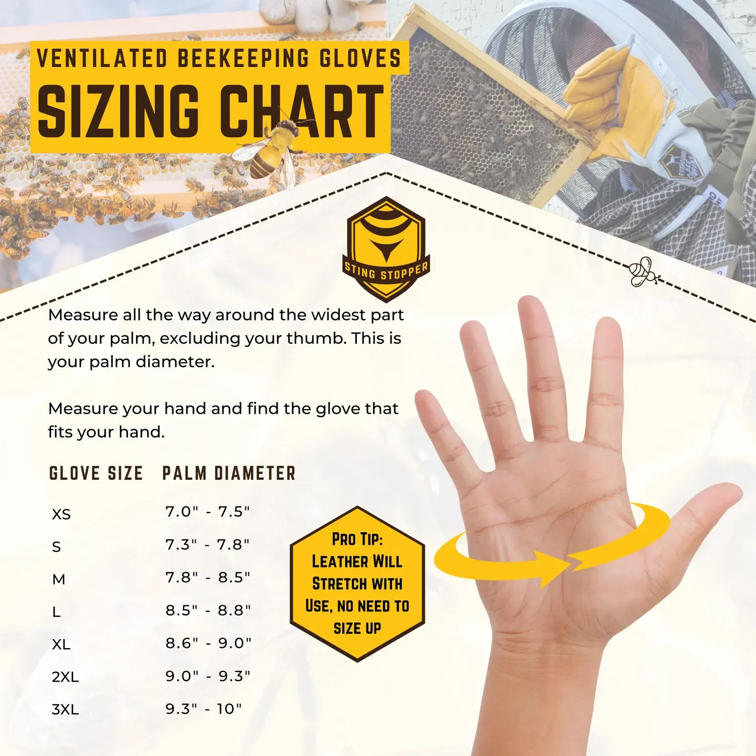 Ventilated Goat Skin Beekeeping Gloves