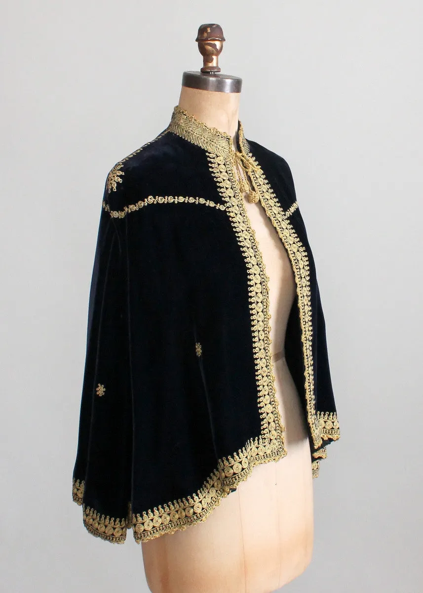 Vintage 1930s Embroidered Velvet Palestinian Wedding Cape