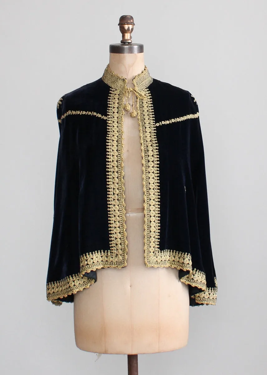 Vintage 1930s Embroidered Velvet Palestinian Wedding Cape