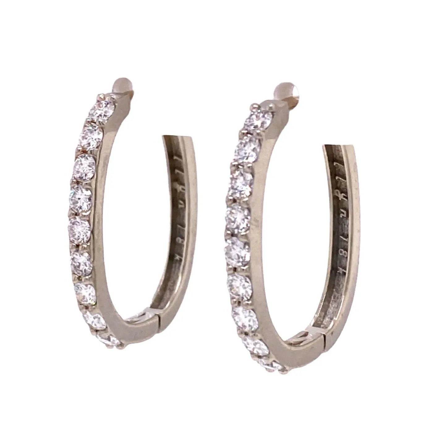 White Gold Diamond Huggie Earrings