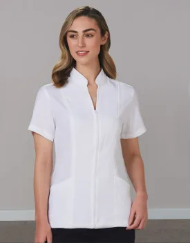 Women’s Full Zip Front Short Sleeve Tunic