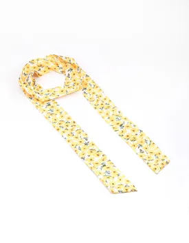 Yellow Fabric Long Small Floral Scarf